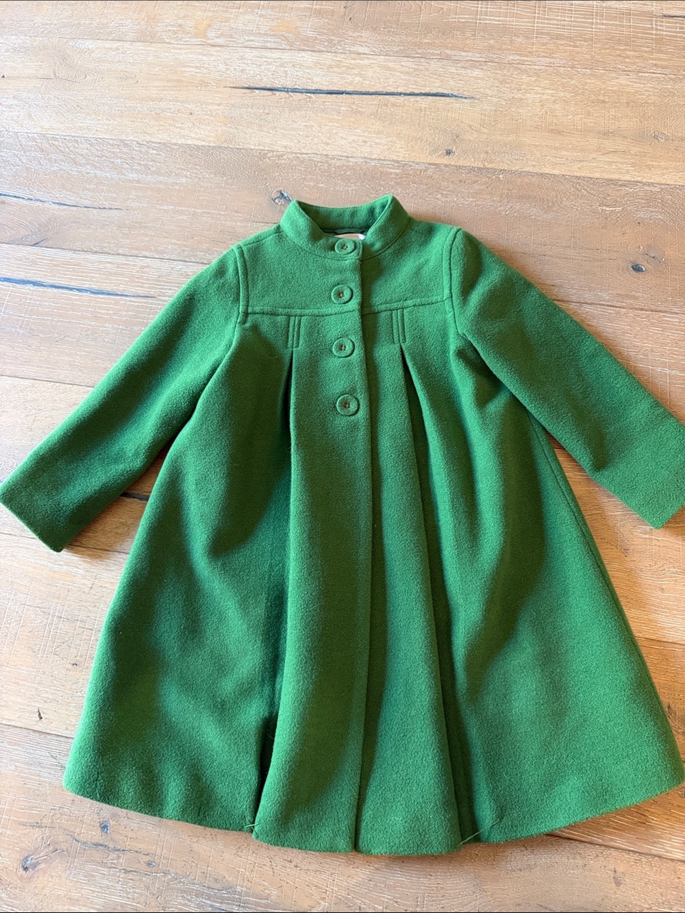 Classic Green Girls' Wool-Blend Coat